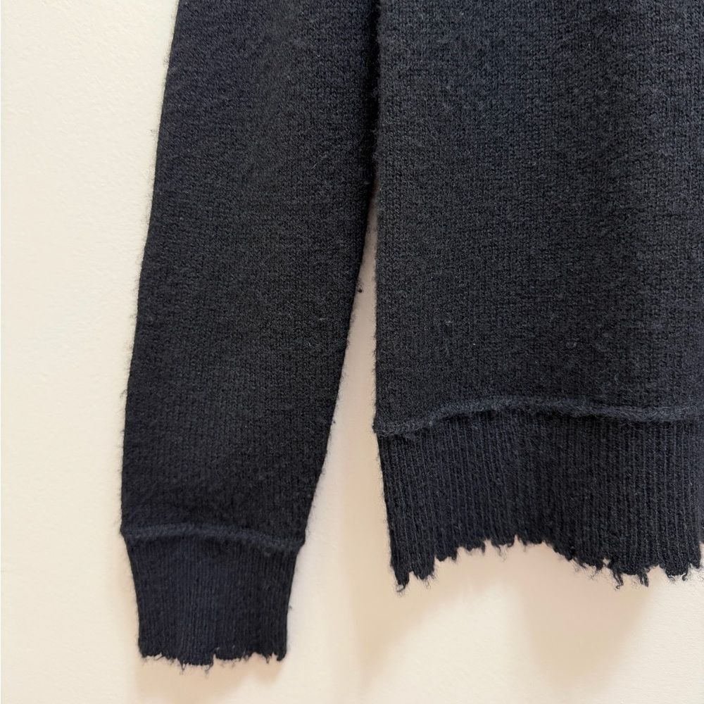 R13 Cashmere Sweater Long Sleeve Mock Neck Distressed Hem Black Size S - Picture 6 of 11